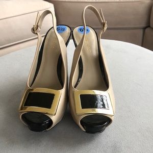 Sling back,high heel leather shoes by Nine West